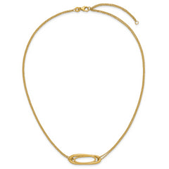14K Polished and Brushed 2-Strand Fancy Oval w/2in Ext. Necklace