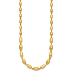 14K Polished and Brushed Oval Beaded Link Necklace