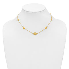 14K Polished Oval Textured w/.2in Ext. Fancy Necklace