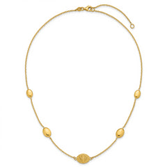 14K Polished Oval Textured w/.2in Ext. Fancy Necklace
