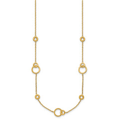 14K Polished Circle Station w/2in Ext. Necklace