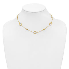 14K Polished Circle Station w/2in Ext. Necklace