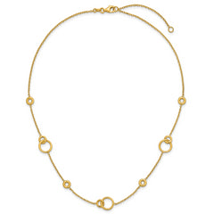 14K Polished Circle Station w/2in Ext. Necklace