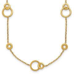 14K Polished Circle Station w/2in Ext. Necklace