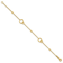 14K Polished Circle Station w/.5in Ext. Bracelet