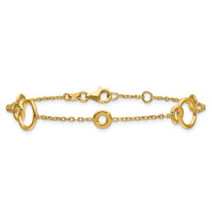 14K Polished Circle Station w/.5in Ext. Bracelet