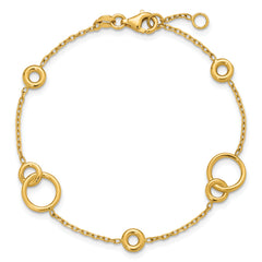 14K Polished Circle Station w/.5in Ext. Bracelet