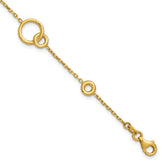 14K Polished Circle Station w/.5in Ext. Bracelet