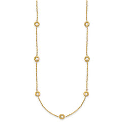 14K Polished Circle Station w/2in Ext. Necklace