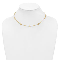 14K Polished Circle Station w/2in Ext. Necklace
