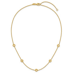 14K Polished Circle Station w/2in Ext. Necklace