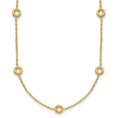 14K Polished Circle Station w/2in Ext. Necklace