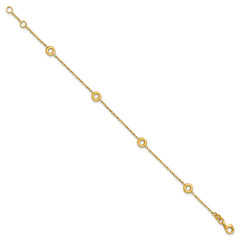 14K Polished Circle Station w/.5in Ext. Bracelet