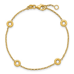14K Polished Circle Station w/.5in Ext. Bracelet
