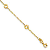 14K Polished Circle Station w/.5in Ext. Bracelet