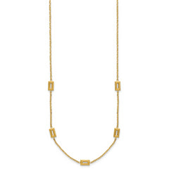 14K Polished Rectangle Station w/2in Ext. Necklace