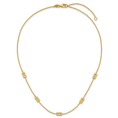 14K Polished Rectangle Station w/2in Ext. Necklace