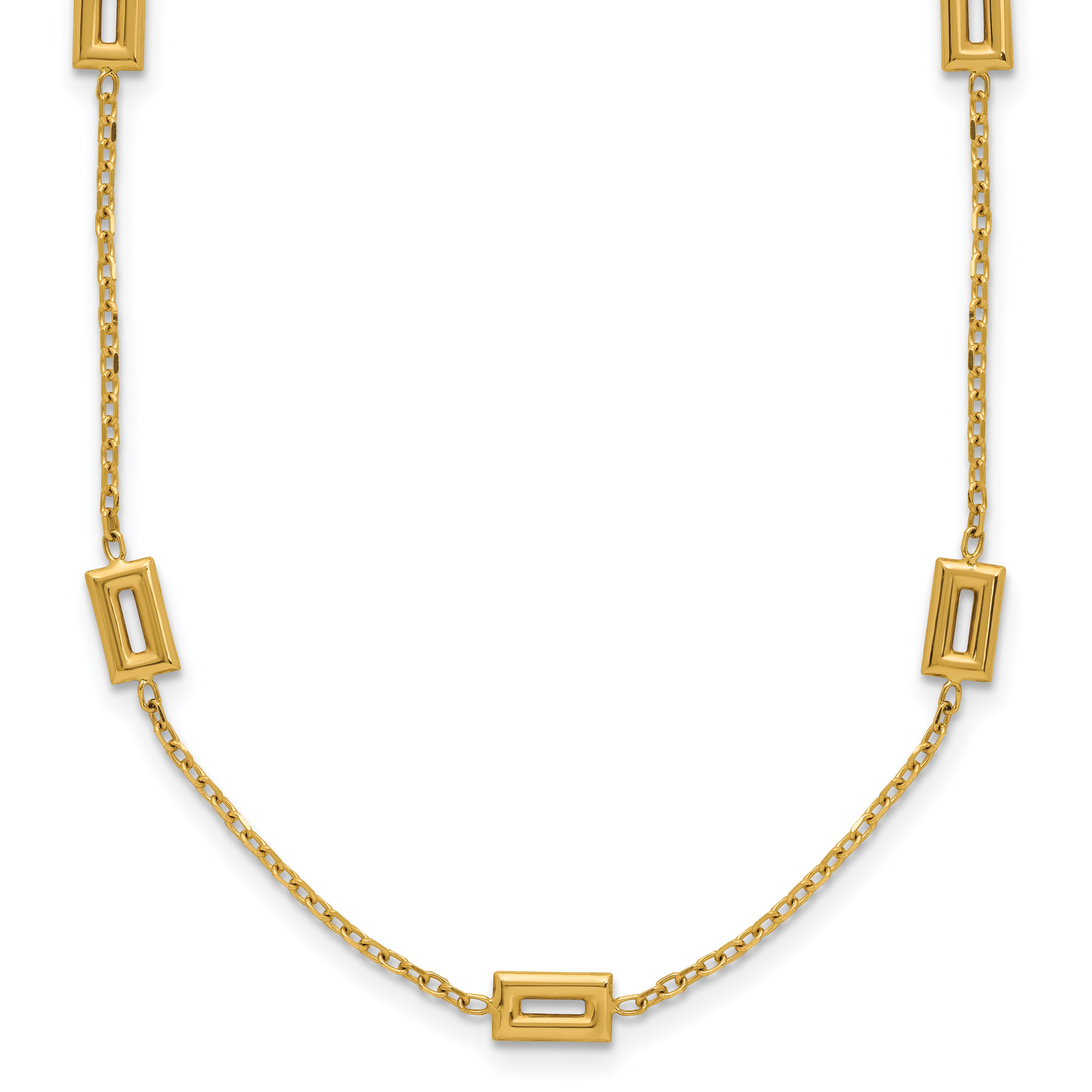 14K Polished Rectangle Station w/2in Ext. Necklace
