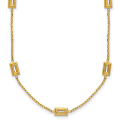 14K Polished Rectangle Station w/2in Ext. Necklace