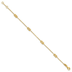 14K Polished Rectangle Station w/.5in Ext. Bracelet