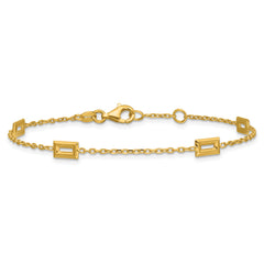 14K Polished Rectangle Station w/.5in Ext. Bracelet