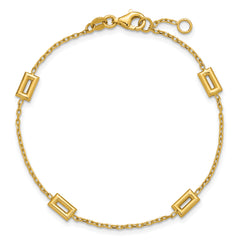 14K Polished Rectangle Station w/.5in Ext. Bracelet