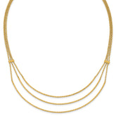 14K Polished and Diamond-cut 3-strand Bar Necklace