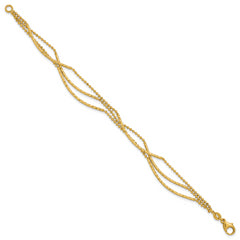 14K Polished and Diamond-cut 3-strand Bar Bracelet