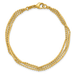 14K Polished and Diamond-cut 3-strand Bar Bracelet