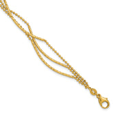 14K Polished and Diamond-cut 3-strand Bar Bracelet