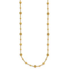 14K Polished Dia-cut Beaded w/ 2in ext. Necklace