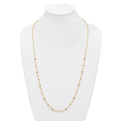 14K Polished Dia-cut Beaded w/ 2in ext. Necklace