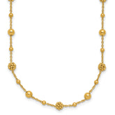 14K Polished Dia-cut Beaded w/ 2in ext. Necklace
