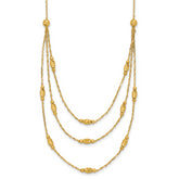 14K Polished and Dia-cut Layered Beaded w/2in ext. Necklace