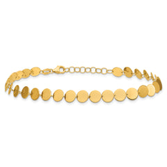 14K Polished Fancy Circle Disc w/1in ext. Bracelet