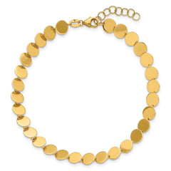 14K Polished Fancy Circle Disc w/1in ext. Bracelet