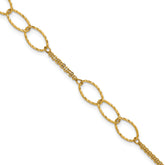 14K Polished Dia-cut 2-Strand Oval Links w/1in ext. Bracelet