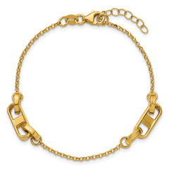 14K Polished Fancy Link w/1in ext. Bracelet