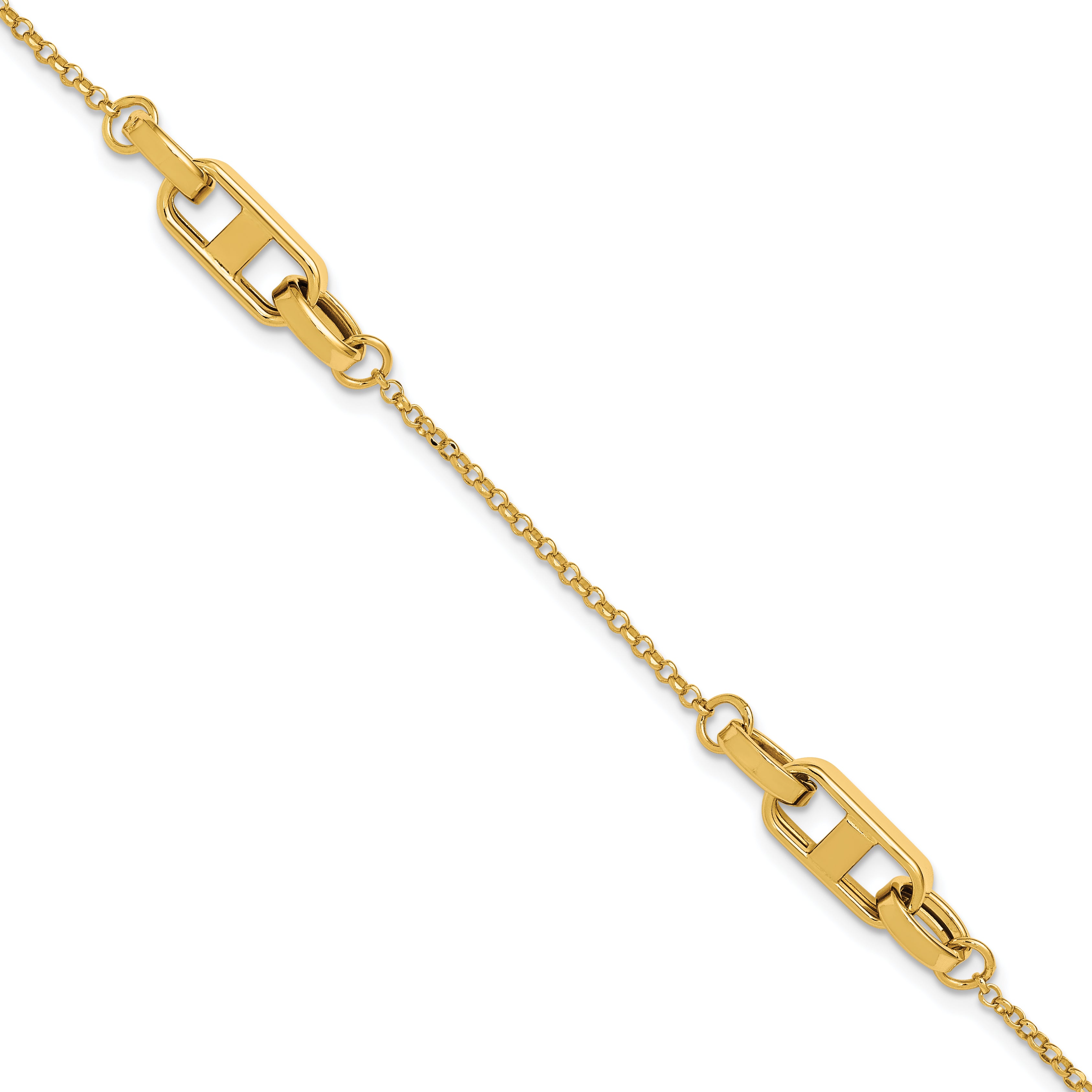 14K Polished Fancy Link w/1in ext. Bracelet