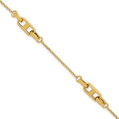 14K Polished Fancy Link w/1in ext. Bracelet