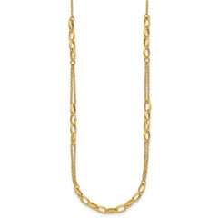 14K Polished Fancy Oval Link Necklace