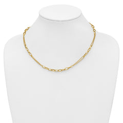 14K Polished Fancy Oval Link Necklace