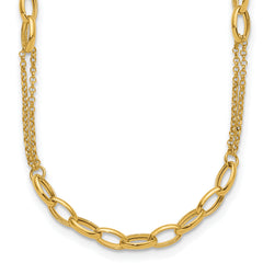 14K Polished Fancy Oval Link Necklace