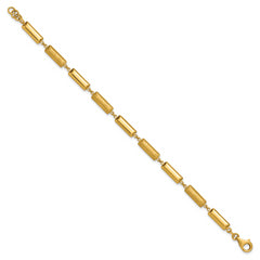 14K Polished and Brushed Fancy Bar Links w/.5in ext. Bracelet