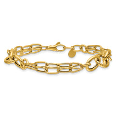 14K Polished Fancy 2-strand Link Bracelet