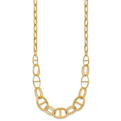 14K Polished and Diamond cut Fancy Link Necklace