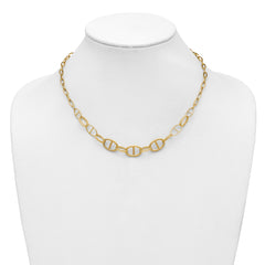 14K Polished and Diamond cut Fancy Link Necklace