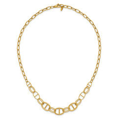 14K Polished and Diamond cut Fancy Link Necklace