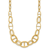 14K Polished and Diamond cut Fancy Link Necklace