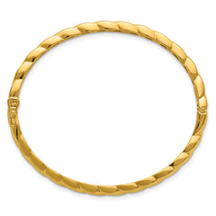 14K Polished Grooved Hinged Bangle